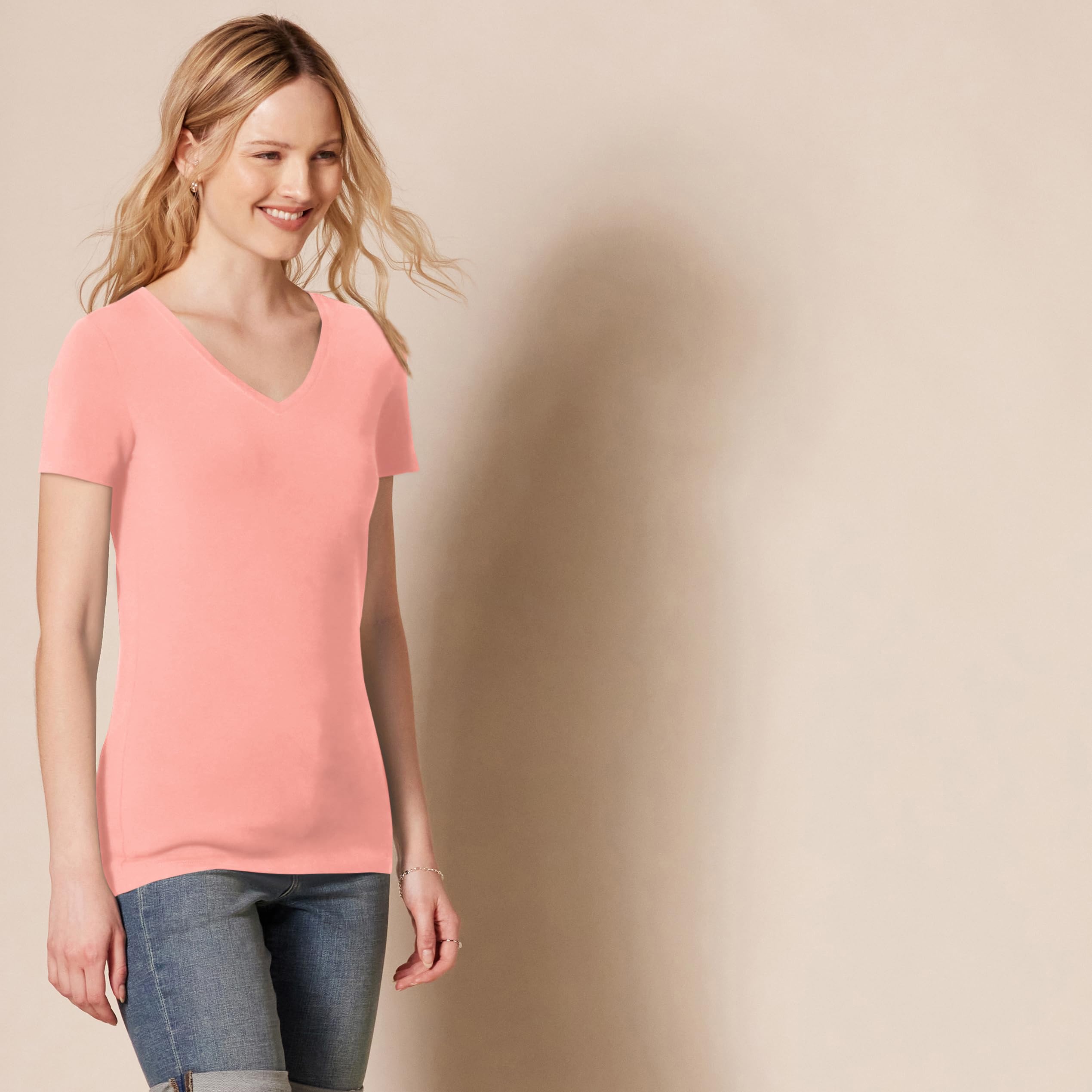 Amazon Essentials Women's Regular-Fit Short-Sleeve T-Shirt (Crewneck and V-Neck Options), Multipacks — view 2