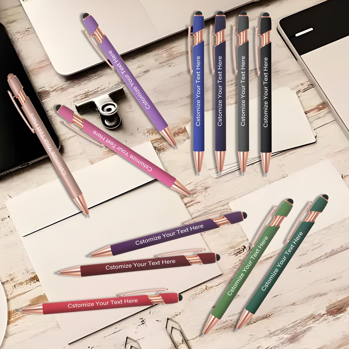 50 Piezas Bolígrafos Personalizados con Puntas de lápiz para los Negocios Bolígrafo Grabado Personalizado a Granel con el Nombre de Texto Personalizado Bolígrafo con Tinta Negro