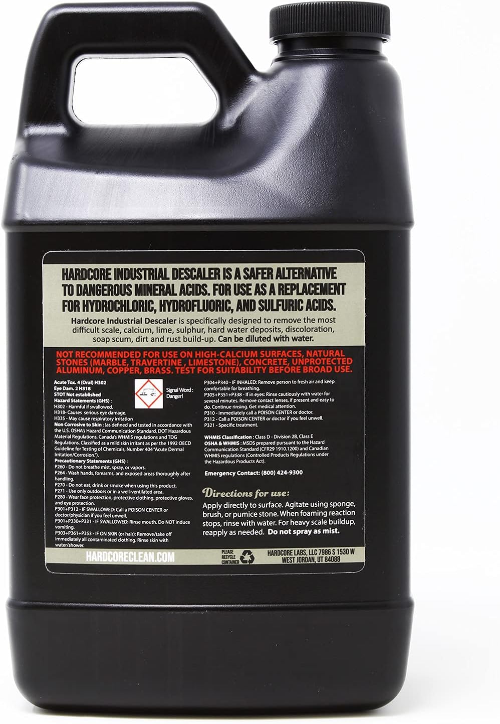 HARDCORE Industrial Descaler, 64 ounce, water scale remover and metal brightener