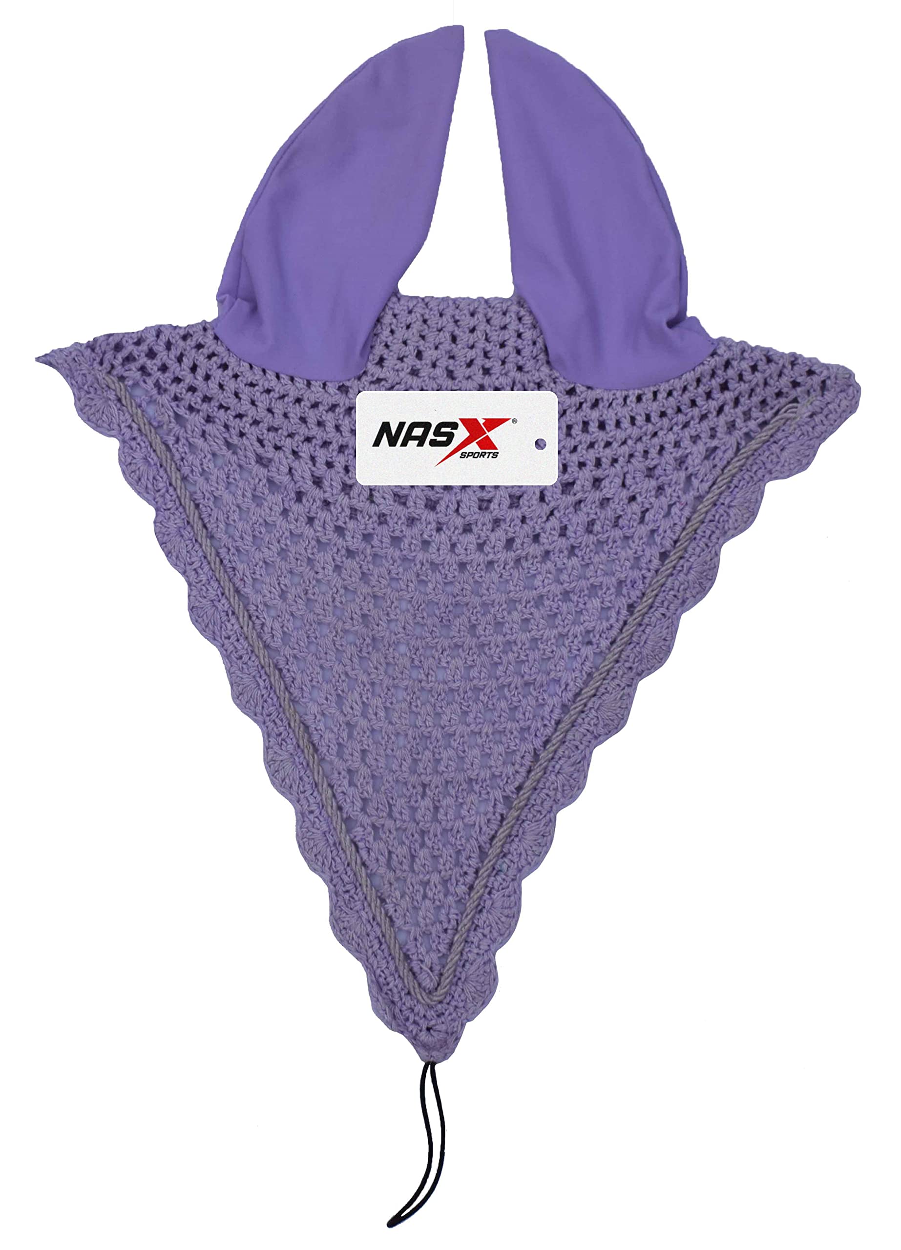 Horse Long Tie Down Fly Hood Fly Veil Ear Bonnet Flyveil Net Handmade Crochet (COB, Violet)