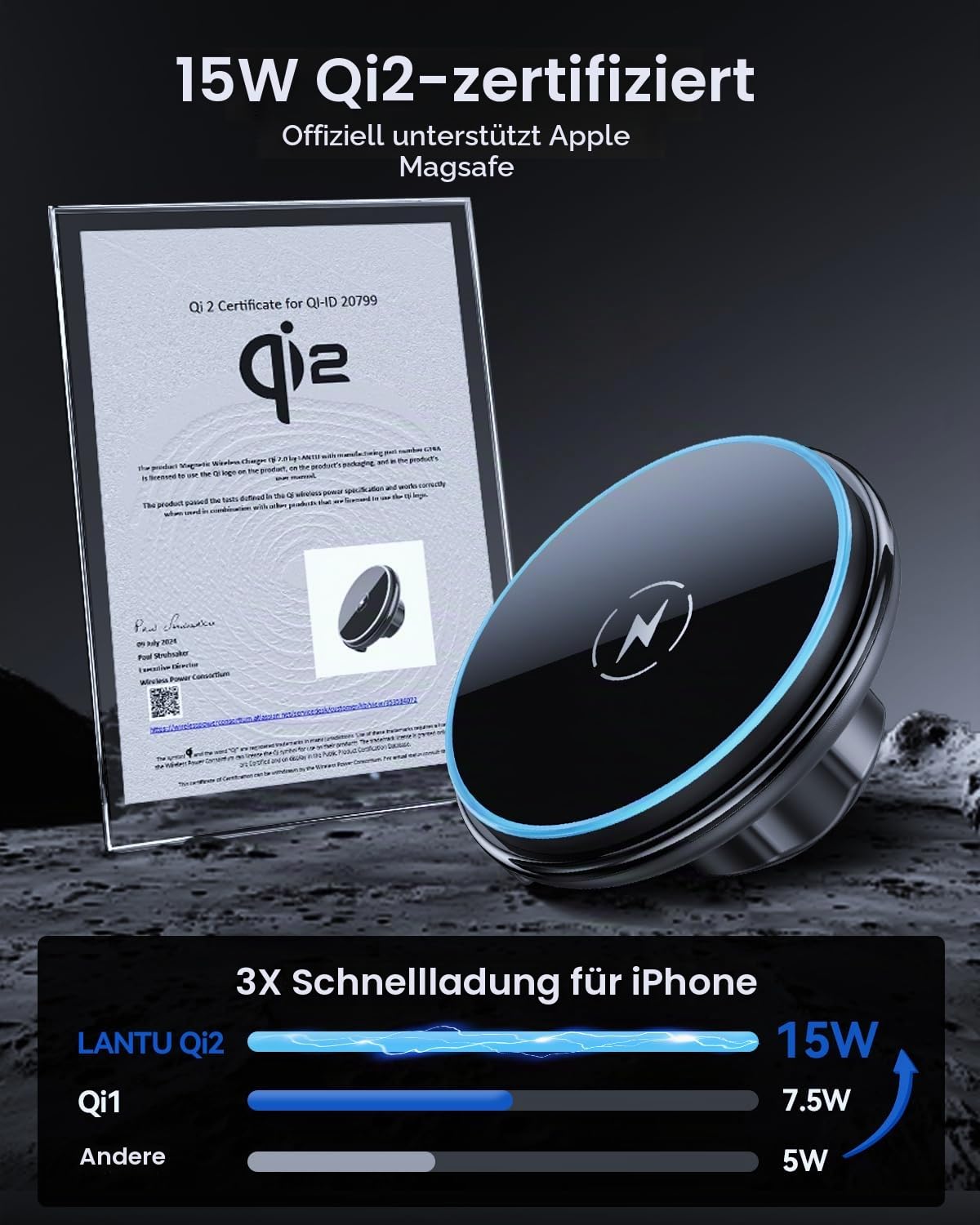 Qi2 Zertifiziert 15W Handyhalterung für Tesla Model 3/Y/X/S MagSafe Handyhalter Auto Magnet mit 1M C-C Kabel für iPhone 12-17 Serie und MagSafe-Hülle