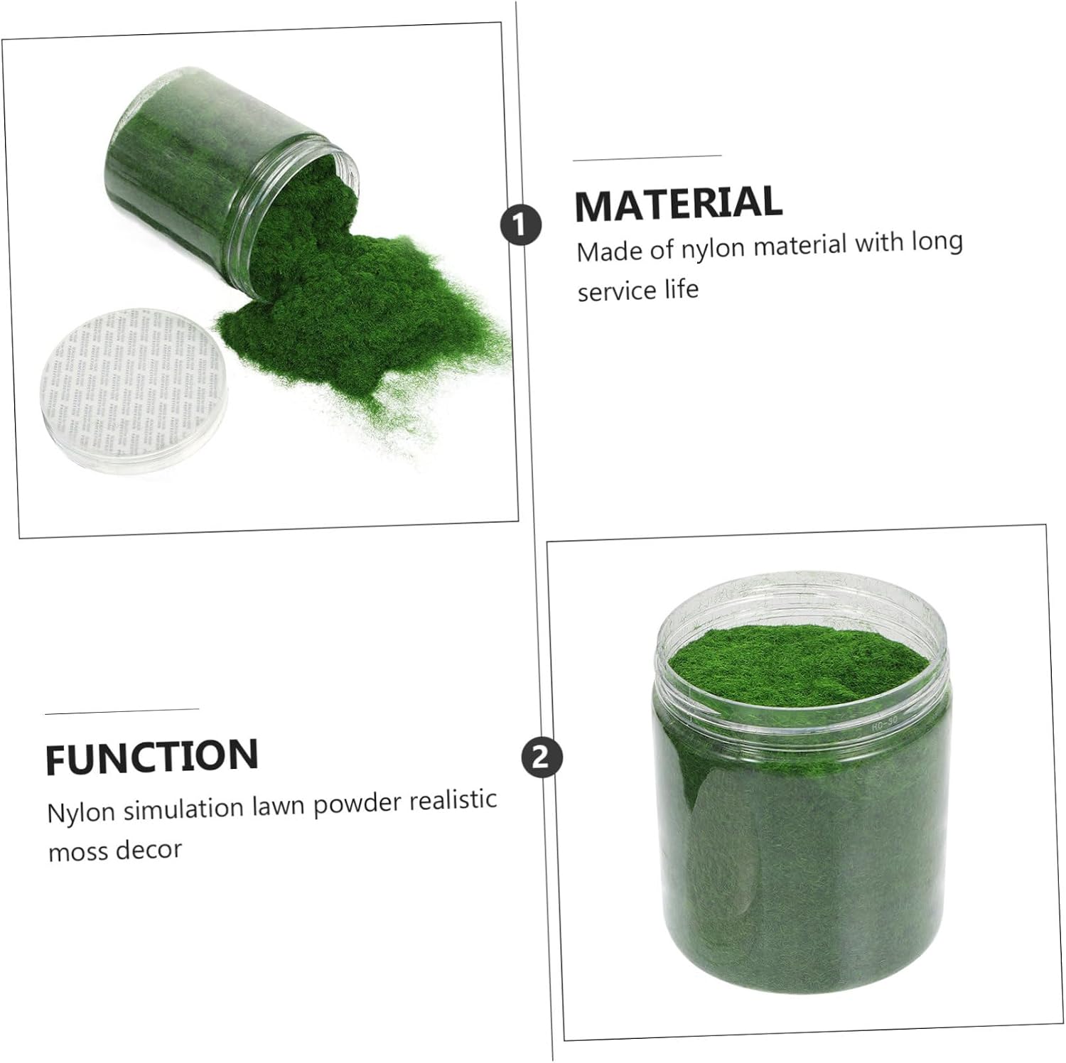 DIY Artificial Lawn Powder Realistic Nylon Moss for Landscape Decor for Micro-Landscaping Craft Projects and Home Decoration Deep Green Color Easy to