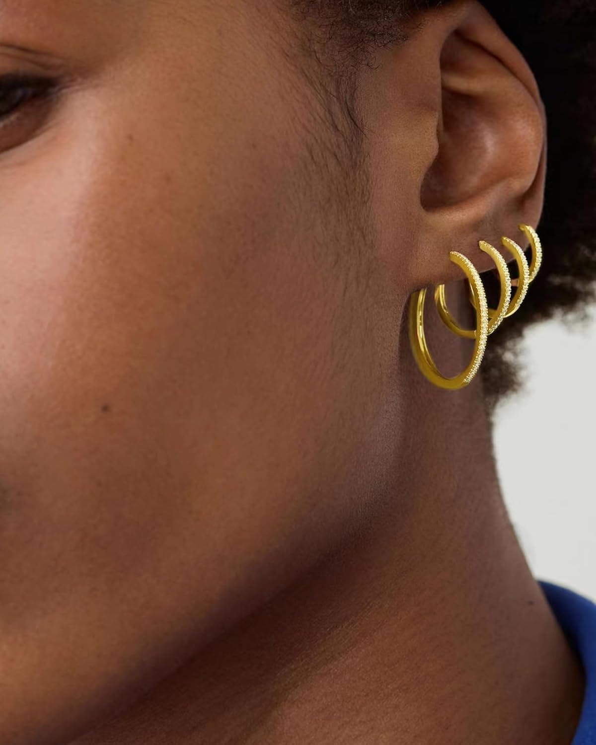 Thin Gold Hoop Earrings 18K Gold Plated Cubic Zirconia Small Trendy Hypoallergenic Lightweight Hoops Earrings for Women - Image 5