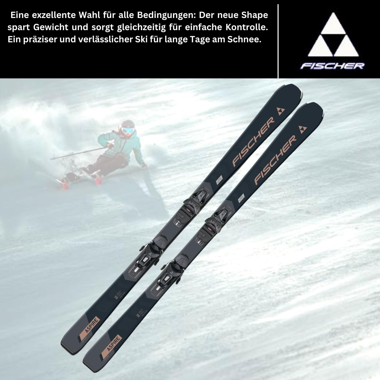 Fischer Aspire SLR Damen Carving Alpinski On-Piste-Rocker mit Bindung RS9 SLR Z3-9 Modell 2024 Offroad Ski für Anfänger bis Fortgeschrittene