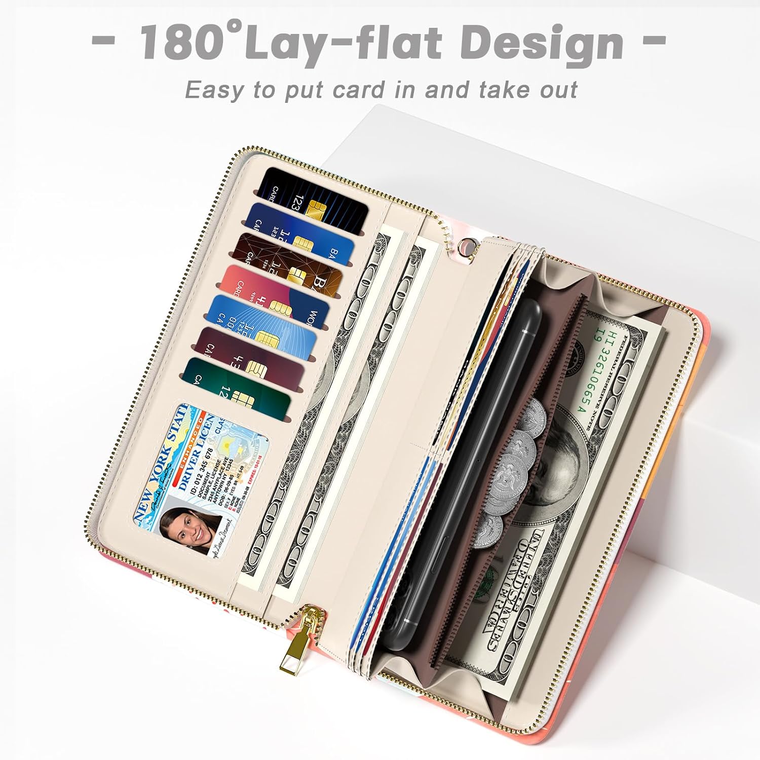 Womens Wallet, RFID Wristlet Wallets for Women, Ladies Clutch Purses, Large Travel Card Holder with Phone Holder | RFID, for Women, Large, Travel, Card Holder, with Phone Holder - Image 4