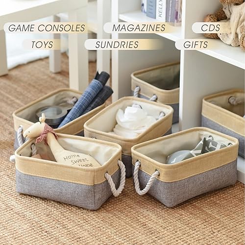 Miniatura 4 de TcaFmac Contenedores de organización y almacenamiento para estantes, paquete de 6 cestas de almacenamiento plegables de 12 x 8 x 5.2 pulgadas para