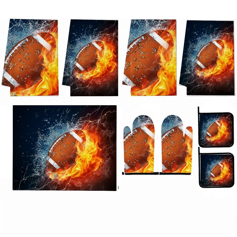 9PCS Flaming Football3 Cucina Decor e Accessori Set