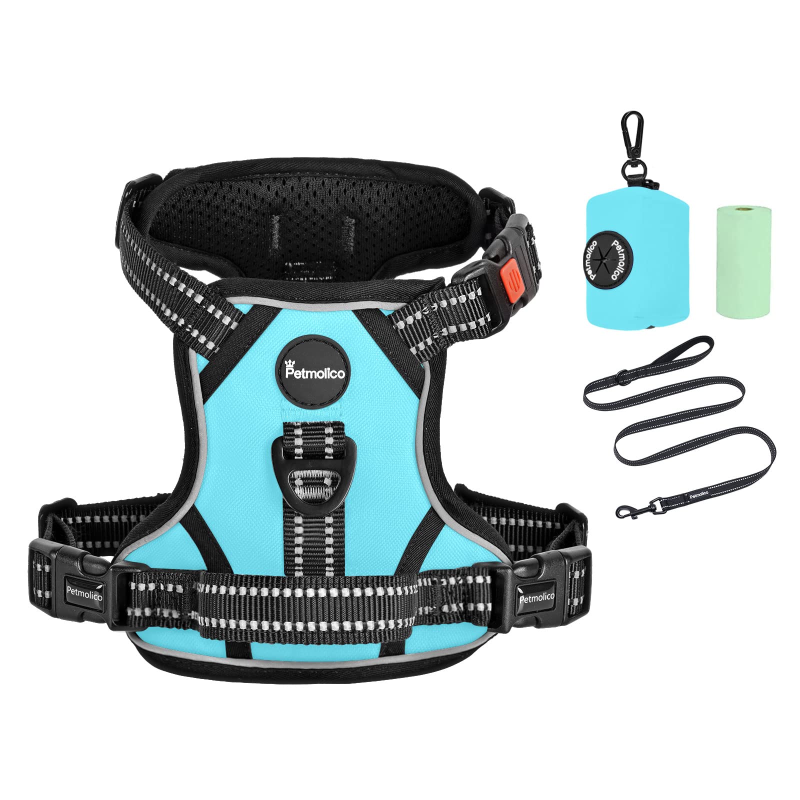 Petmolico No Pull Dog Harness Set with Leash Attachment Easy Control Handle Reflective Harness Vest Small Breed, Puppy Vest and Leash Set with Poop