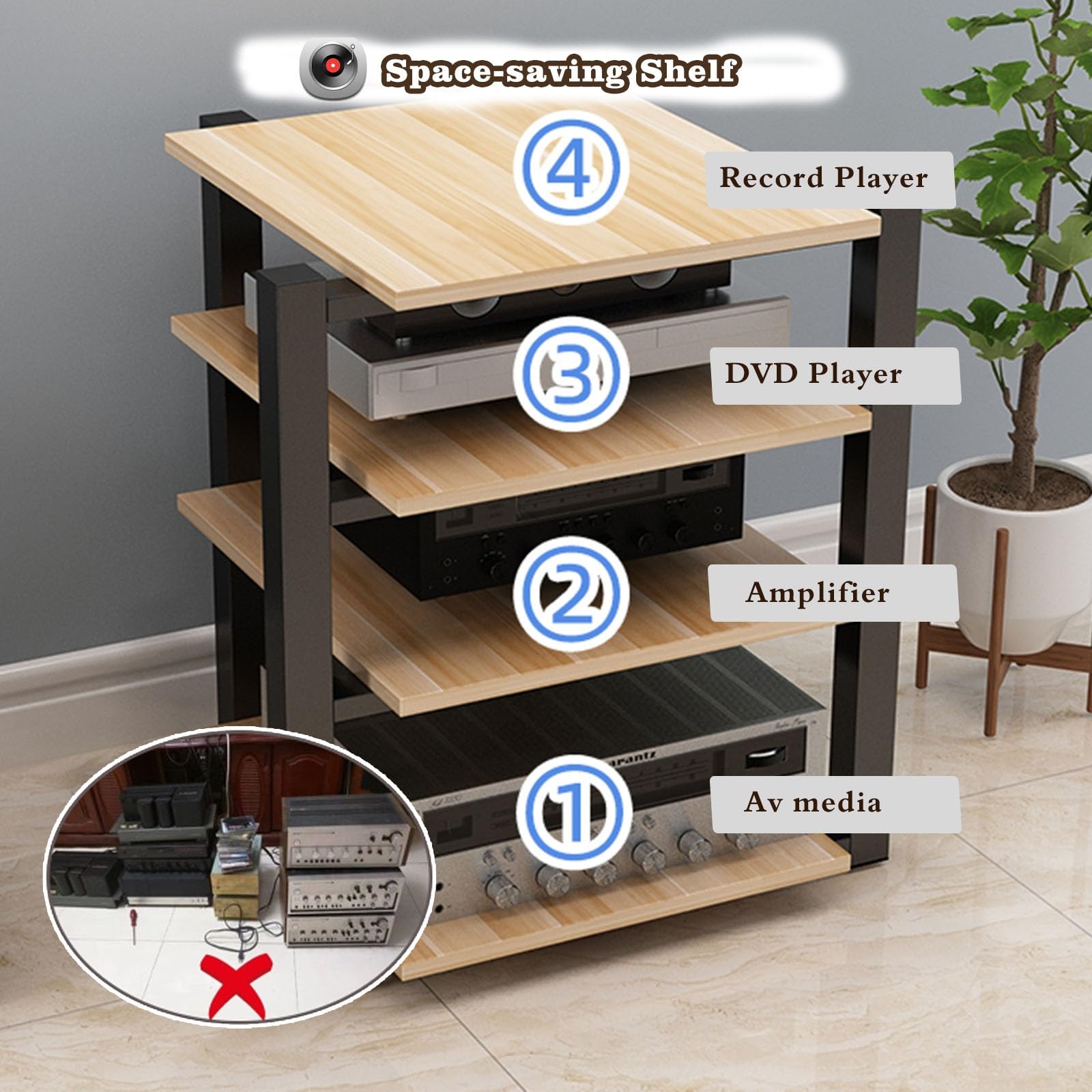 mueble equipo hifi Soporte De Audio En Torre, Soporte Para Componentes Audiovisuales, Capacidad Total De 661 Libras, Soporte Para Reproductor De CD Y DVD, Estante De Almacenamiento De Esquina Con Marc