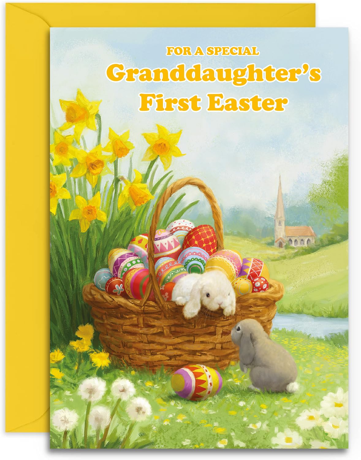 Ostern Karte Für Enkelin – Personalisierte A5 Karte Mit Haftklebe-Umschlag, Hoppy Easter Design