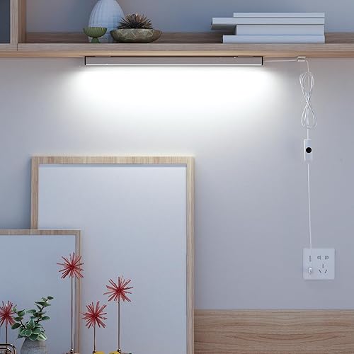 Miniatura 7 de ASOKO Iluminación LED para debajo del gabinete, barra de tira de luz de 12 pulgadas, luz blanca fría 6000 K regulable con enchufe USB, pequeña