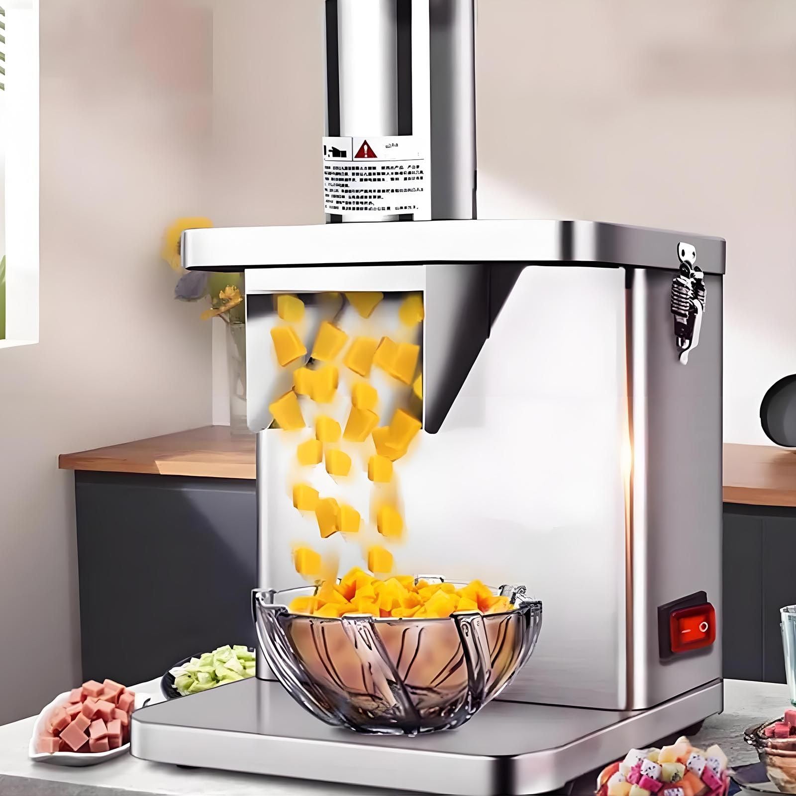 Elektrischer GemüSeschneider | Hochleistungs-GemüSeschneider Mit 5 Klingen + Hobel-/Reibefunktion - 250-W-Motor, Edelstahlkonstruktion - FüR Gastronomie Und GroßE Familien