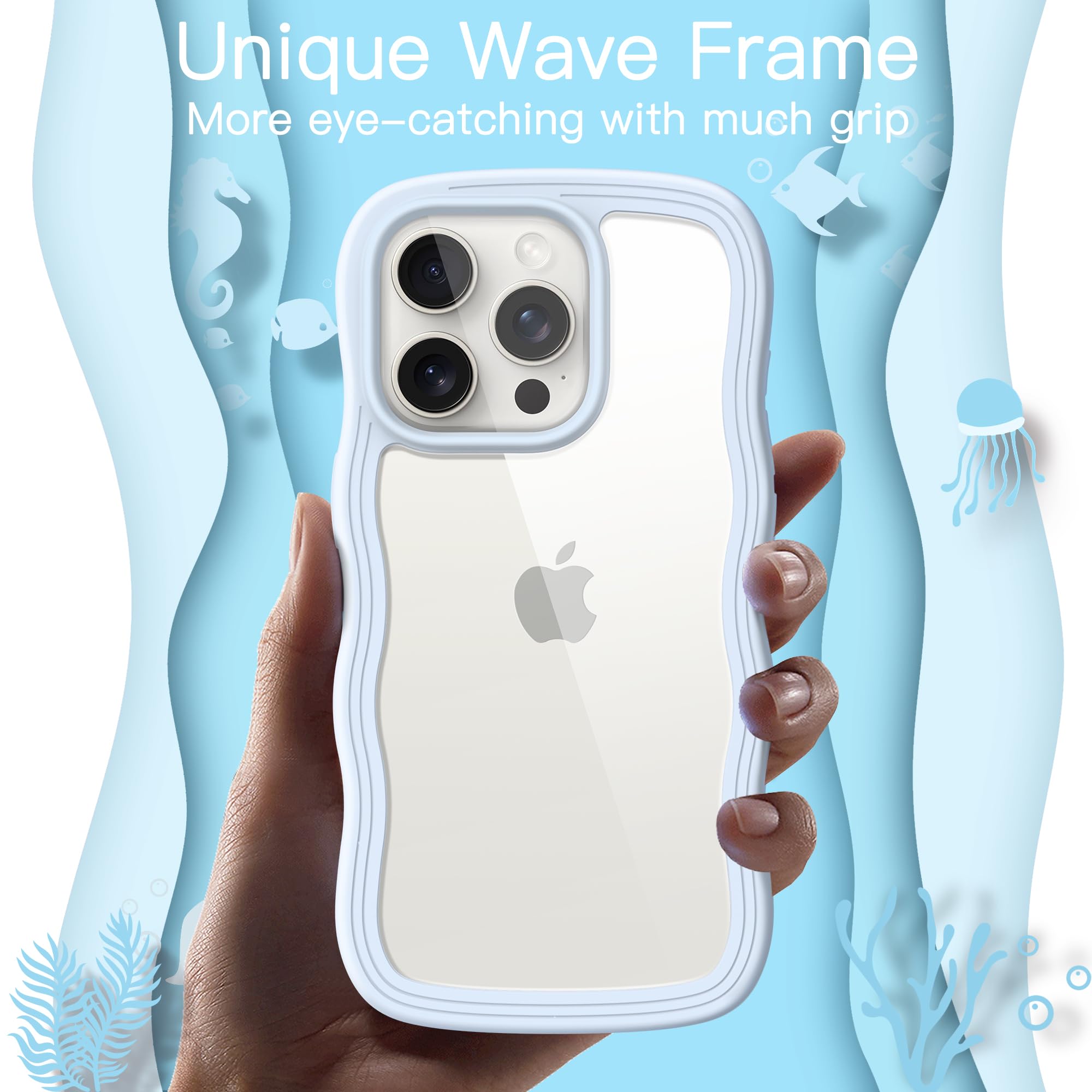 JETech Cover Onde Per IPhone 16 Pro Max: Custodia Antiurdo Con Cornice Riccia E Retro Rigido Trasparente, Protezione Anti-giallo - 5