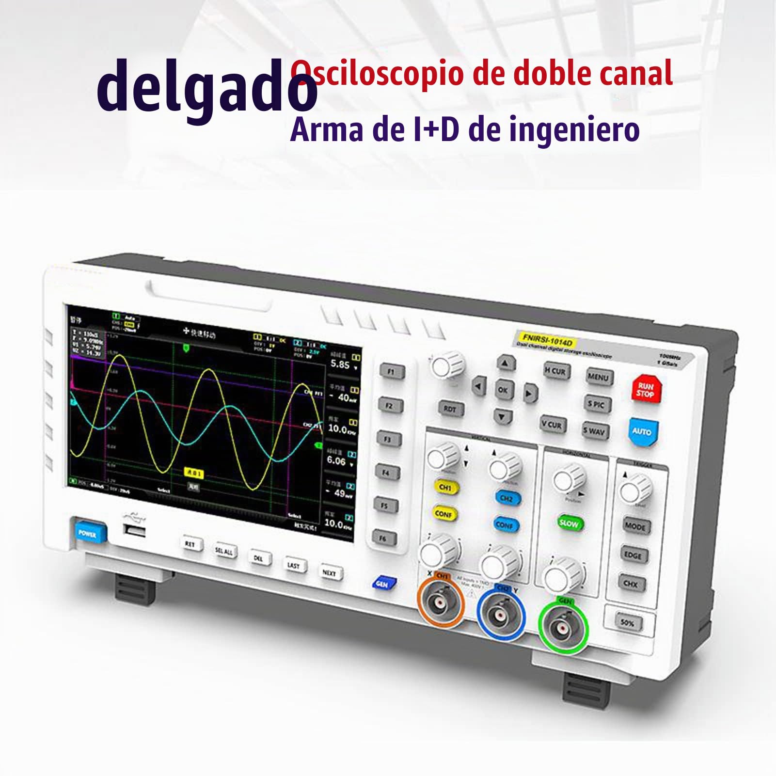 BuyWeek Osciloscopio Digital, 2 en 1 Generador de Señal de Entrada de Doble Canal 100MHz 1GSa/s Osciloscopio de Escritorio Con Interfaz USB