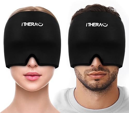 iTHERAU - Gorro de cabeza de hielo para migraña, sombrero para aliviar el dolor de cabeza y gorra de migraña, gorra de alivio de migraña para ojos