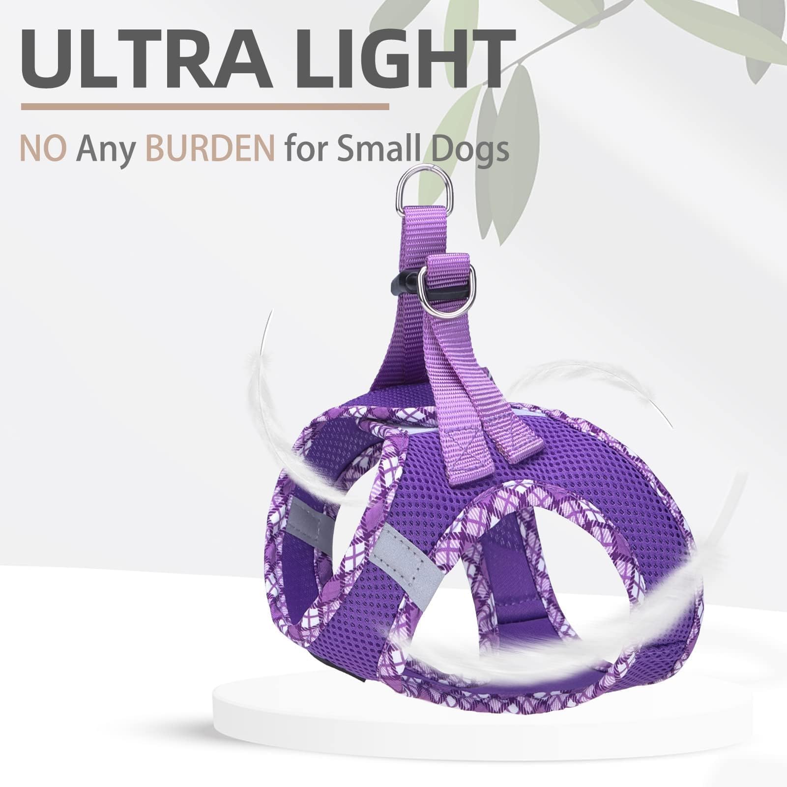 PUPTECK Step-in Dog Harness Small Dog No Pull Vest and Lead Set for Puppy Cats Outdoor Walking Purple S - Image 3