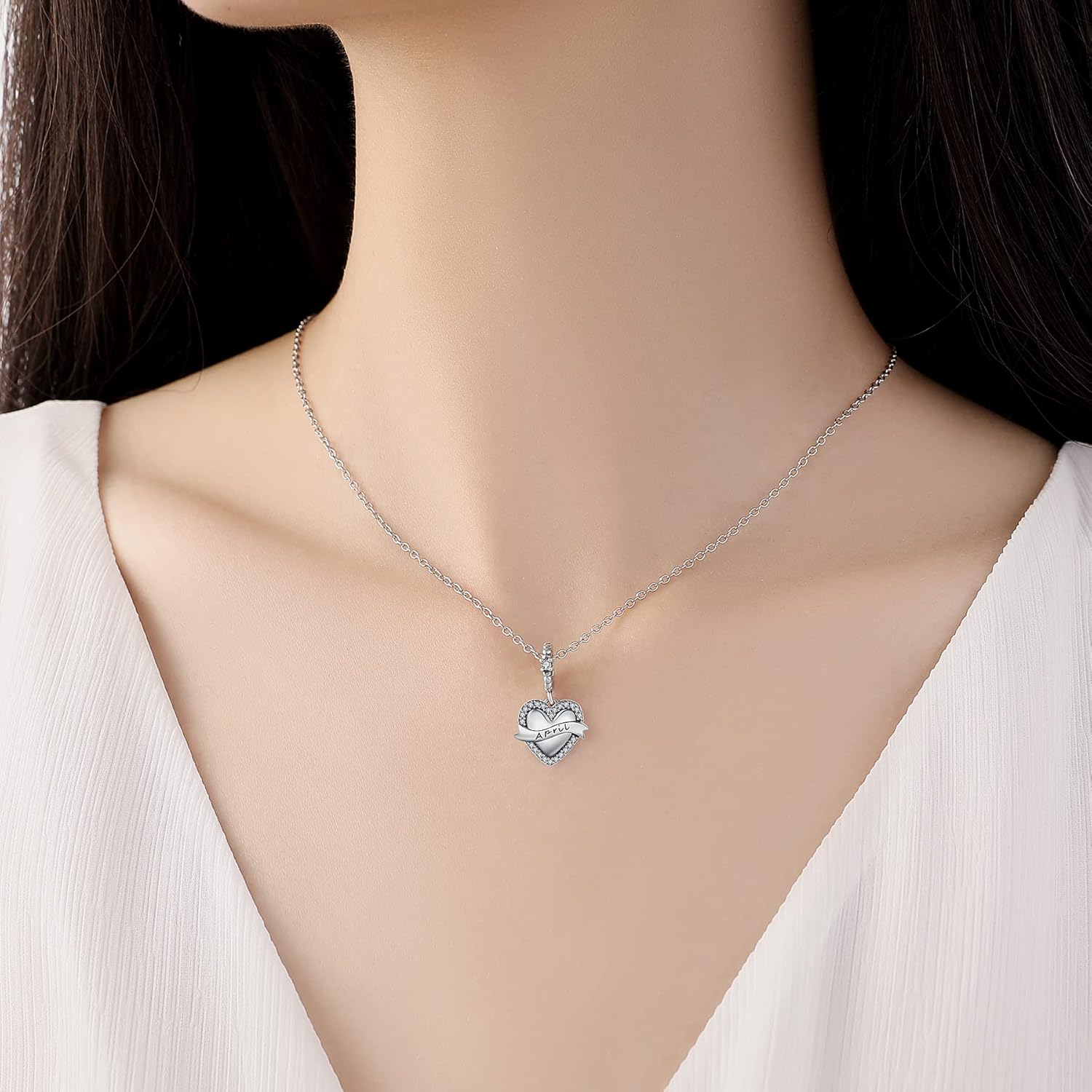 Birthstone Charms 925 Sterling Silver Love Heart pendant Beads Fit Pandora Charms Bracelet and Necklace, Fit Women Wife Mom Christmas Birthday Gift - Image 4