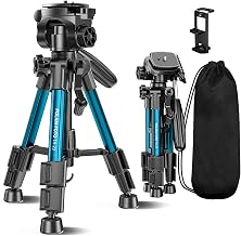 POLAM-FOTO Phone Tripod Stand with 2-in-1 Phone/iPad Holder, 25 Inch Foldable Mini Table Tripod with 360° Head, 4kg Load C...