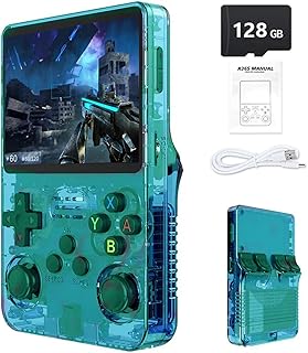 R36S Retro Handheld Game Console with 3.5" IPS Display, 64/128GB and 21,000+ Classic Games, Open Source Linux System, Screen Portable Pocket Video Player (Green-128G)