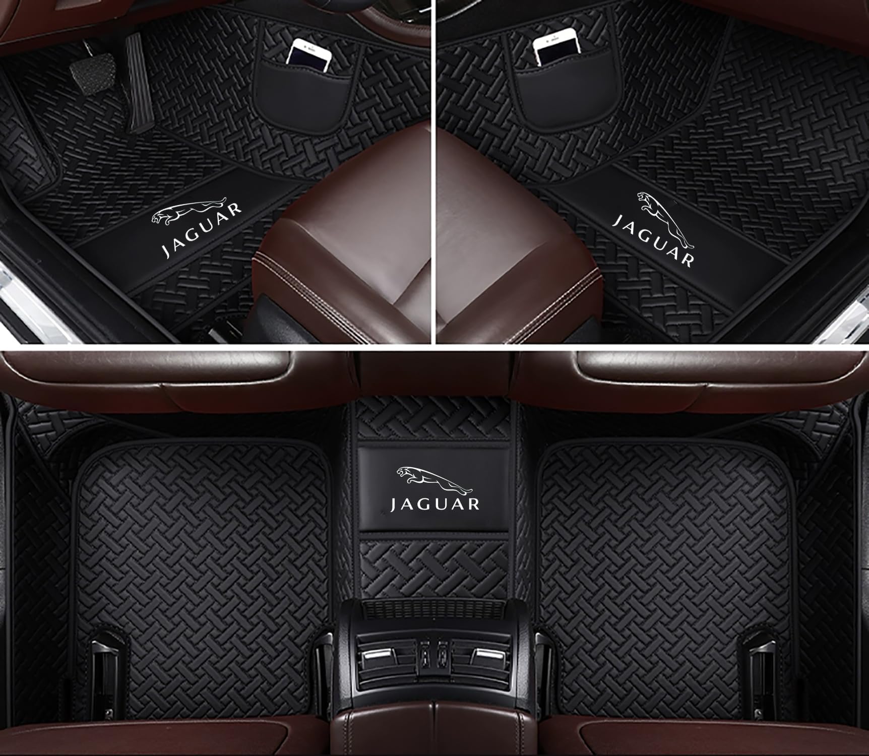 Custom 3D Leather Car Floor Mats for Jaguar XE XF XJ XJL E-Pace F-Pace I-Pace F-Type (2003-2025). with Custom Logo Option Full Coverage,Cars, SUVs, Trucks. Anti-Slip, Waterproof Mats