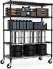 M MZG Storage Rack Metal Wire Shelving Unit 5 Tier Industrial Metal Shelving Units Load Capacity 1498 kg for Commercial Basement Pantry Warehouse Black 60 x135x 186.9cm