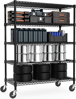 M MZG 53" W Garage Shelving 5 Tier Industrial 2200LBS Metal Shelving Units for Commercial, Basement, Pantry, Warehouse, School, Black Heavy Duty Easy Assembly 53.2" W x 23.6" D x 73.6" H