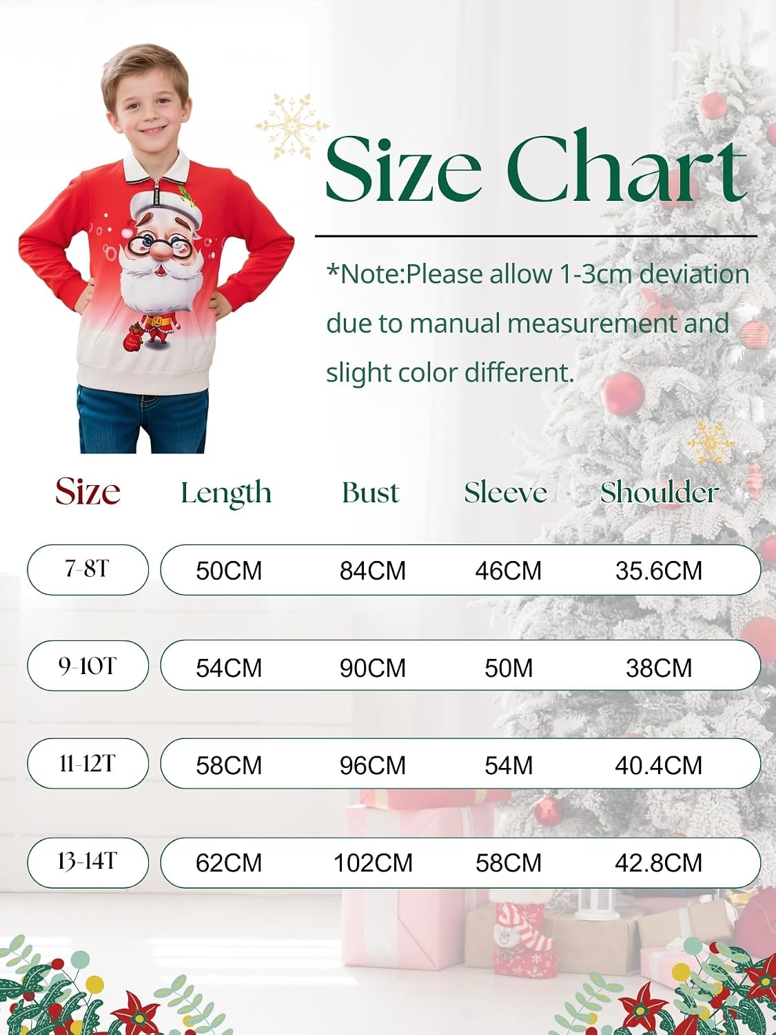 Boys Ugly Christmas Sweatshirt for Kids Funny Xmas Graphic Sweater Santa Printed Teen Stand Collar Zip Pullover