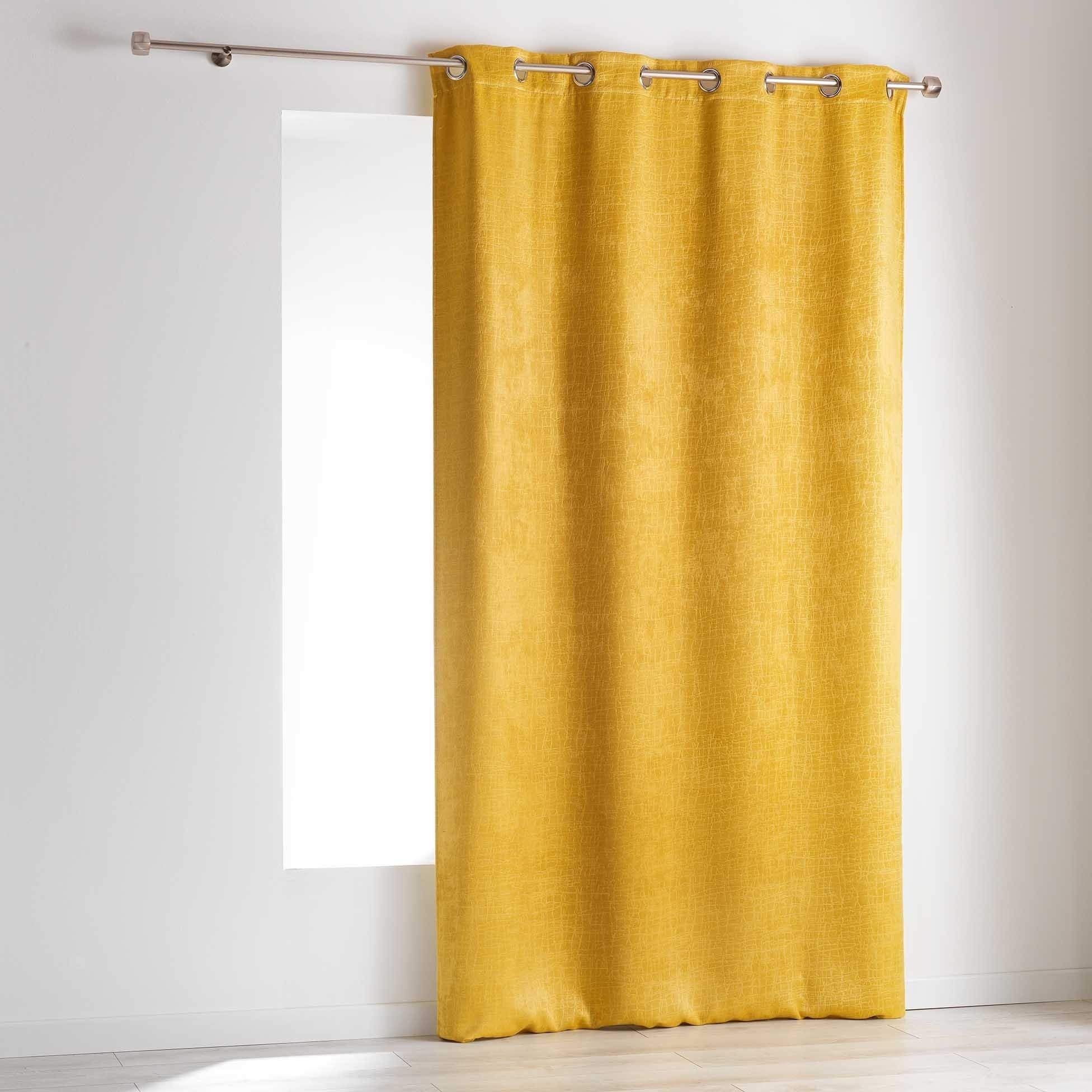 Homea 1606559 OPACIA Rideau à œillets Polyester Jaune 140 x 240 cm