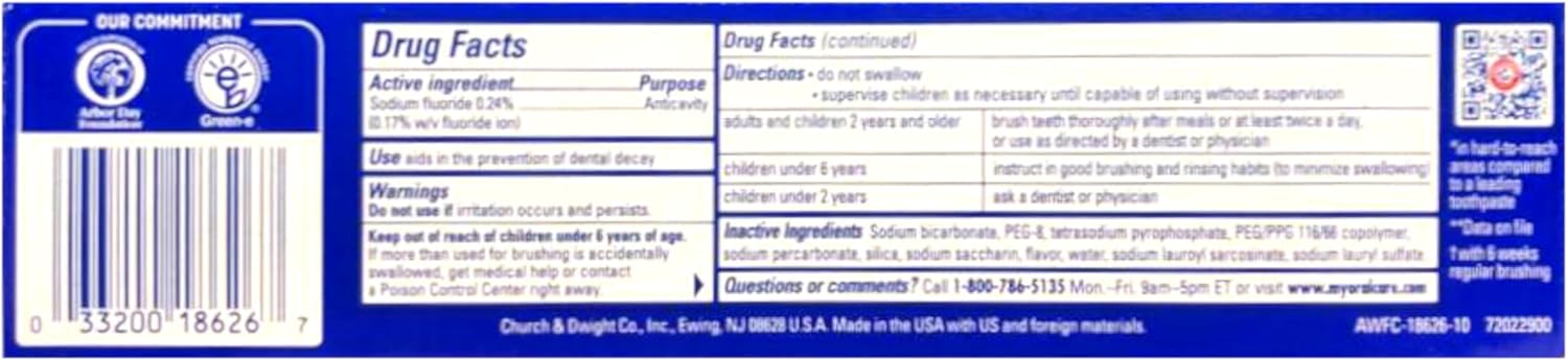 Arm & Hammer Advance White Extreme Whitening Toothpaste Clean Mint - 6 Oz- Pack of 9