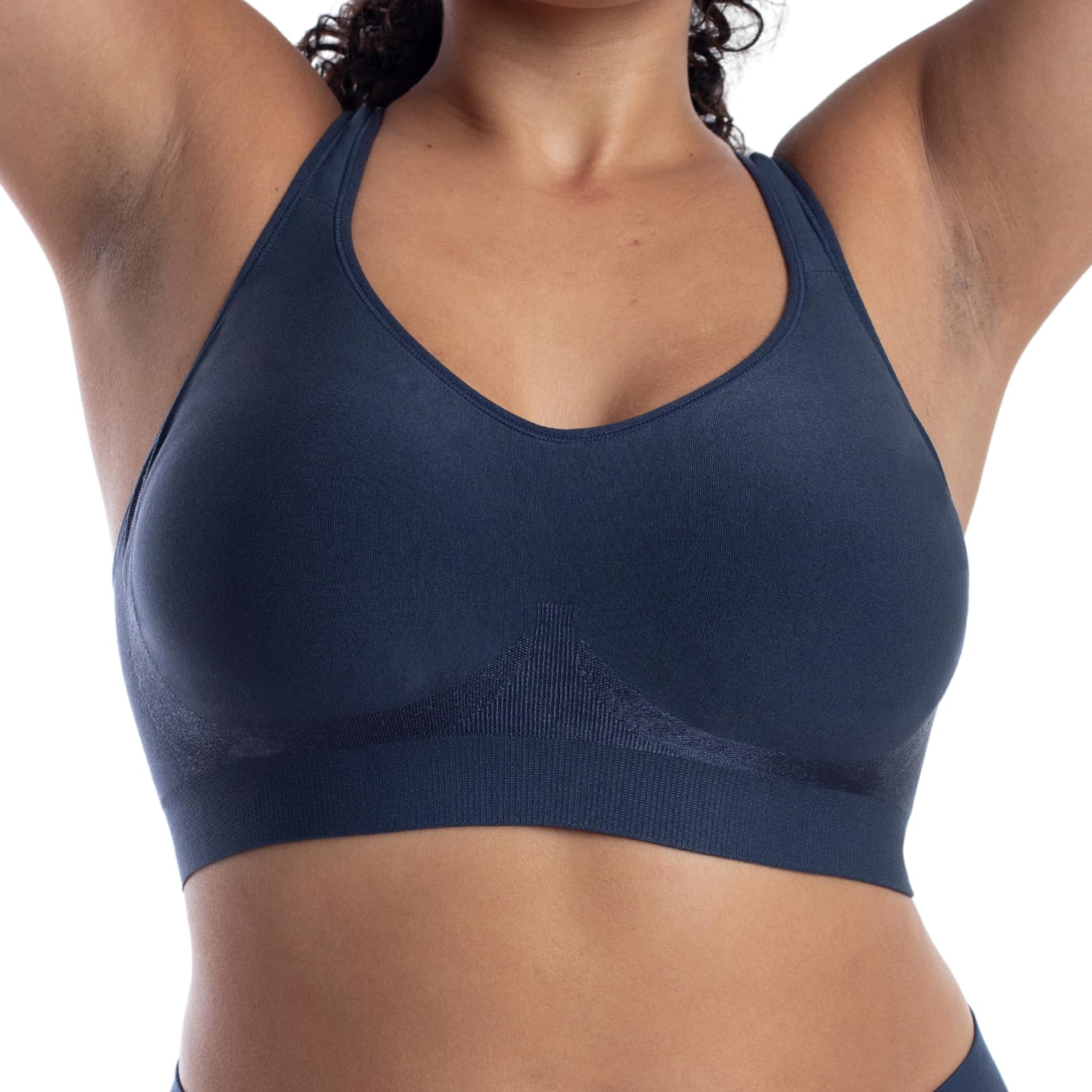 Underoutfit Bra for Women - Wireless Everyday Bra with Adjustable Straps, Navy, M