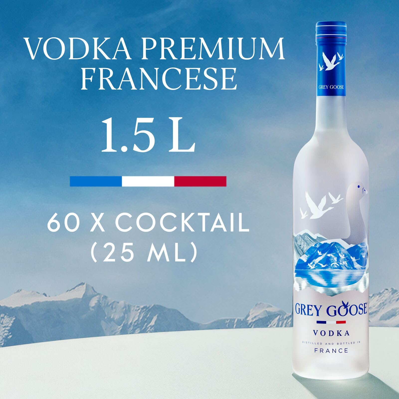 GREY GOOSE Premium French Vodka, Vol. 40%, 150 cl / 1,5 l, pregiata vodka francese creata dal migliore grano monorigine francese e acqua sorgiva
