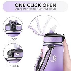 GOSWAG Insulated Sports Water Bottle, 24oz 2 Lids(with Straw/No Straw), Stainless Steel Water Bottles with Paracord Handle, Insulated Bottle with Double-Wall Vacuum Insulation