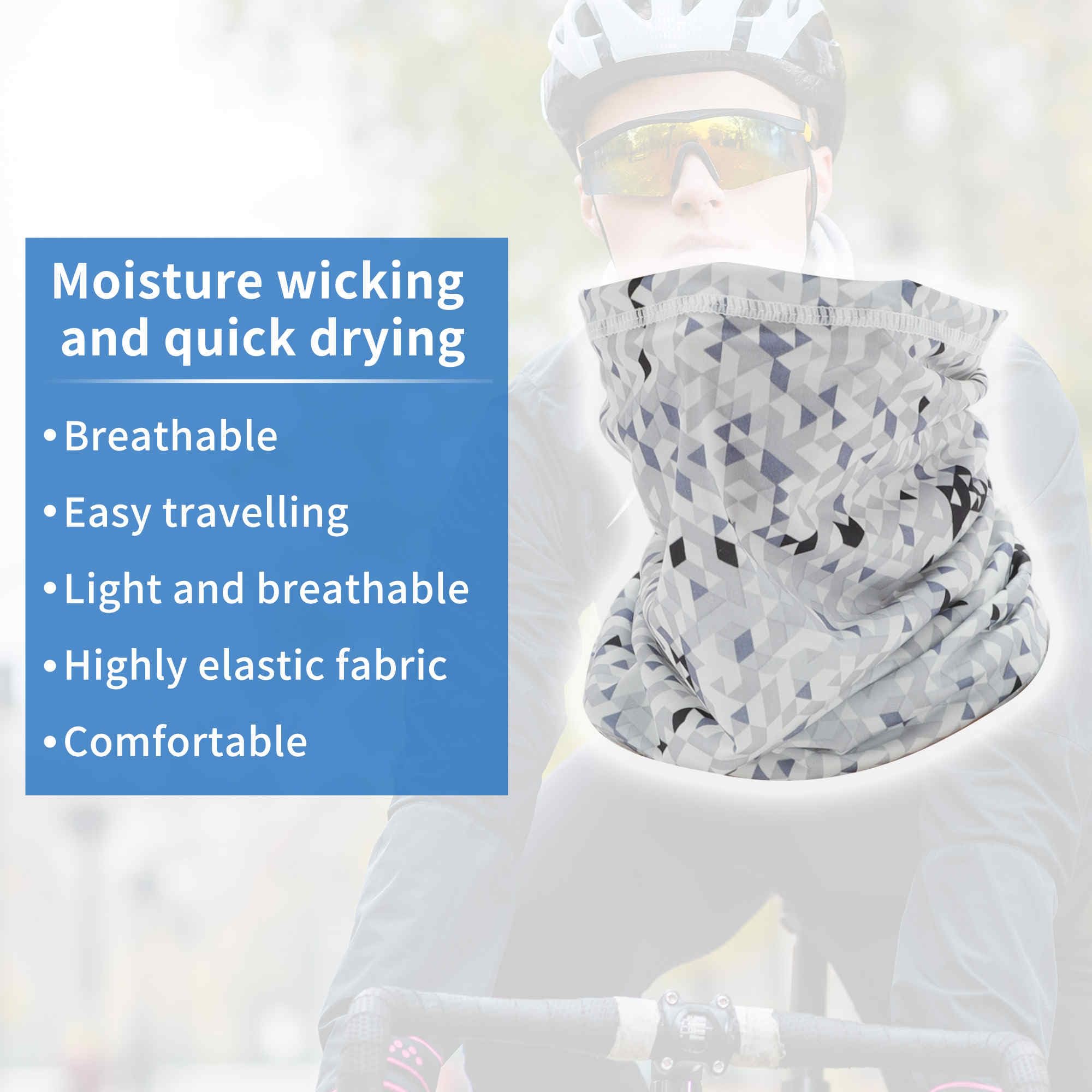 Cache-Cou Rafraîchissant 1 Pc pour Ski Moto Vélo Plein Air | Polyester, Nylon, 24x42cm, Blanc À Carreaux, Pour Course, Antivent, Protection Uv, Léger, Respirant