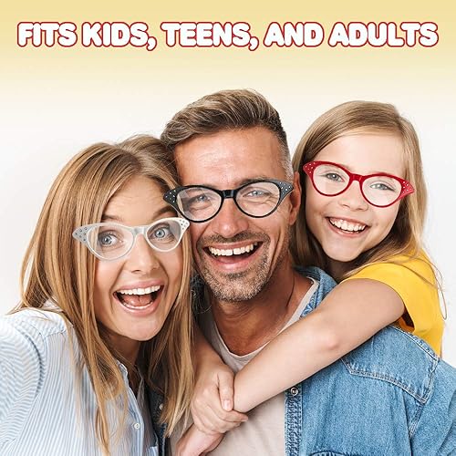 Miniatura 5 de ArtCreativity Retro Cat Eye Glasses with Rhinestones - Pack of 4 - Vintage Cat Eye Fashion Eyeglasses for Women and Kids, Fun Props for 50s, 60s,