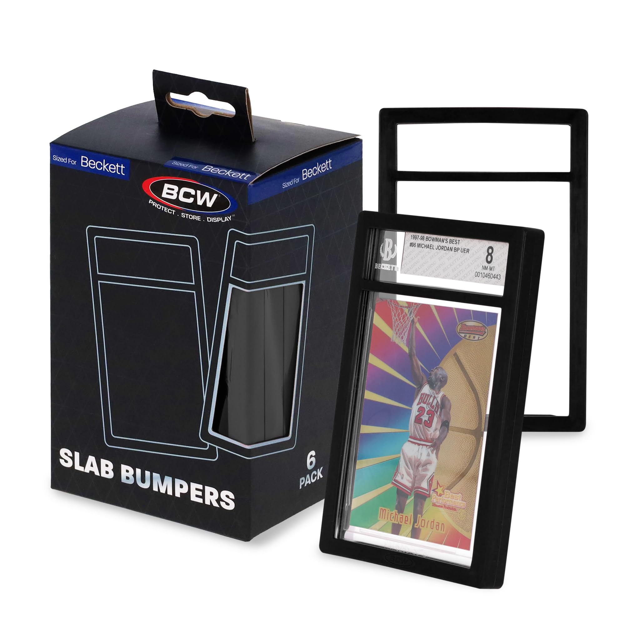 BCW Protectores de losas de tarjetas graduadas para losas BGS, color negro, paquete de 6 protectores de borde de TPE duraderos, protege las losas estándar BGS de rozaduras, astillas y daños por