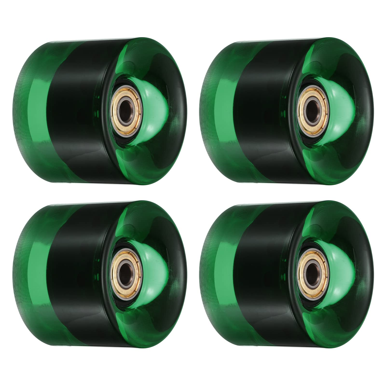 PATIKIL 60mm Longboard Ruote con Cuscinetti ABEC-11, 4pz Street Ruote per Skateboard Cruiser Ruota Sostituzione 80A, Trasparente Verde Oro
