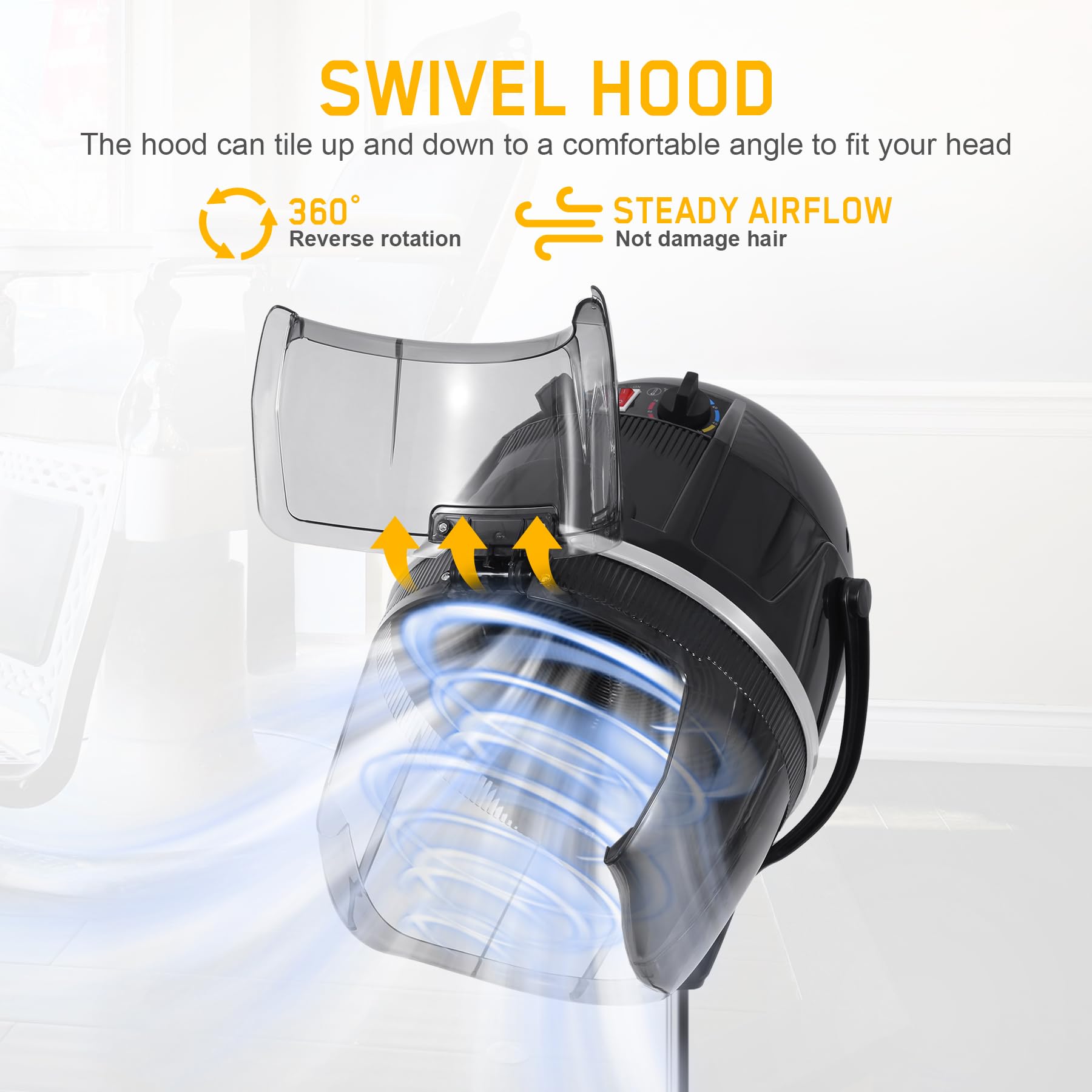 Samger Profesional Secador de Pelo Pie Campana Casco 1050W Peluqueria con Capucha y Tripode, Altura ajustable, Temporizador control Temperatura