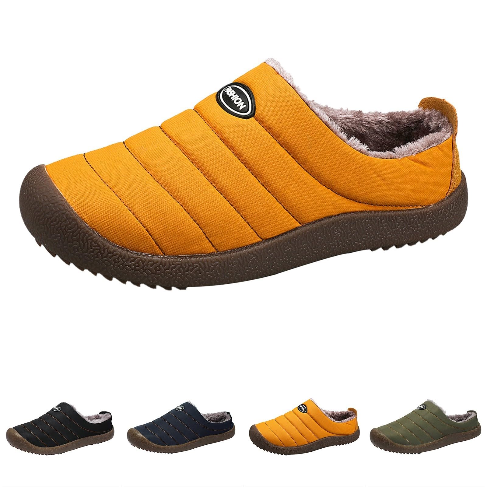 Zapatillas de estar por casa para mujer con talón cerrado, zapatillas forradas cálidas, impermeables, para interiores y exteriores, con suela gruesa antideslizante, forro polar, zapatos de cabaña