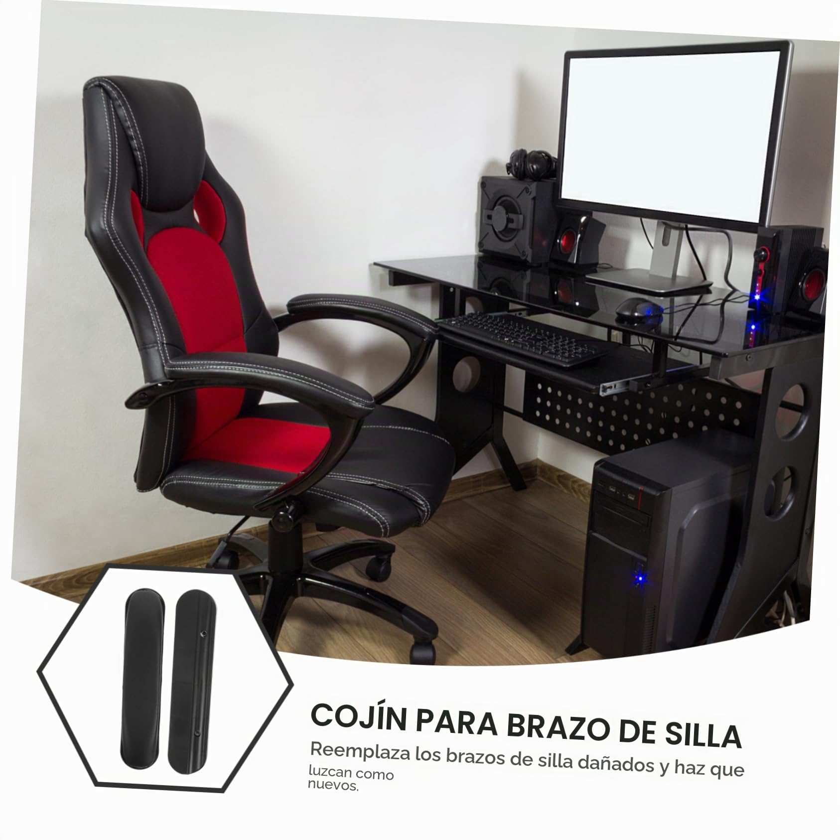 2 Piezas Pasamanos adulto accesorios para sillas de ruedas cojines descansar acolchado soporte para almohadillas de descanso partes sillas ruedas cuero Negro