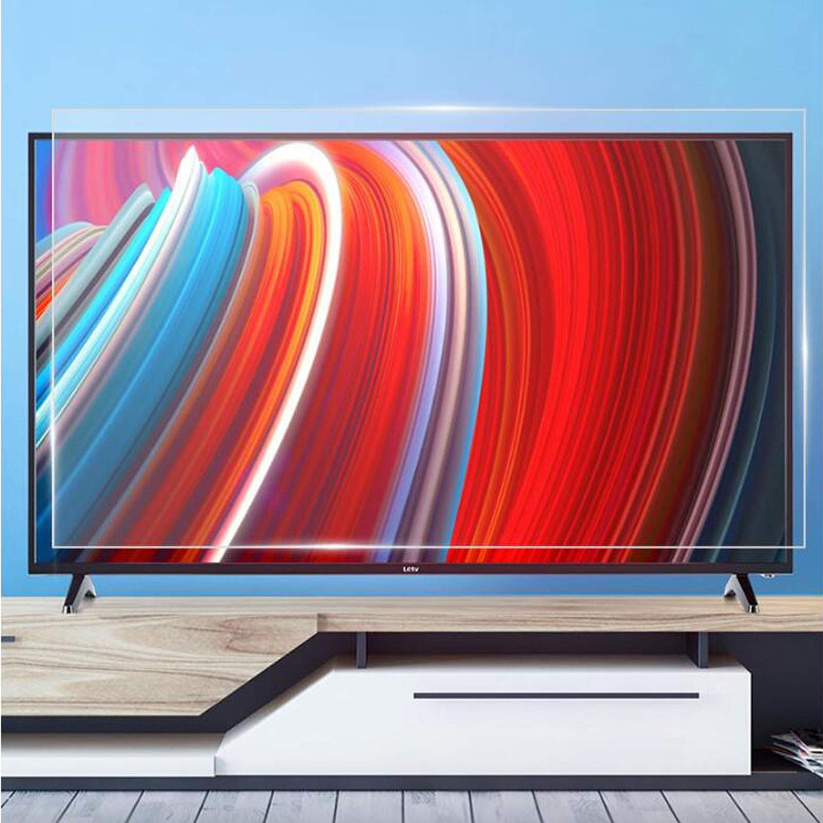 Folia ze szkła hartowanego na ekran telewizora, ochrona oczu przed niebieskim światłem, ekran ochronny do monitora domowego, filtr zapobiegający rozbijaniu/zadrapaniom, 50 cali (1120 x 650 mm)