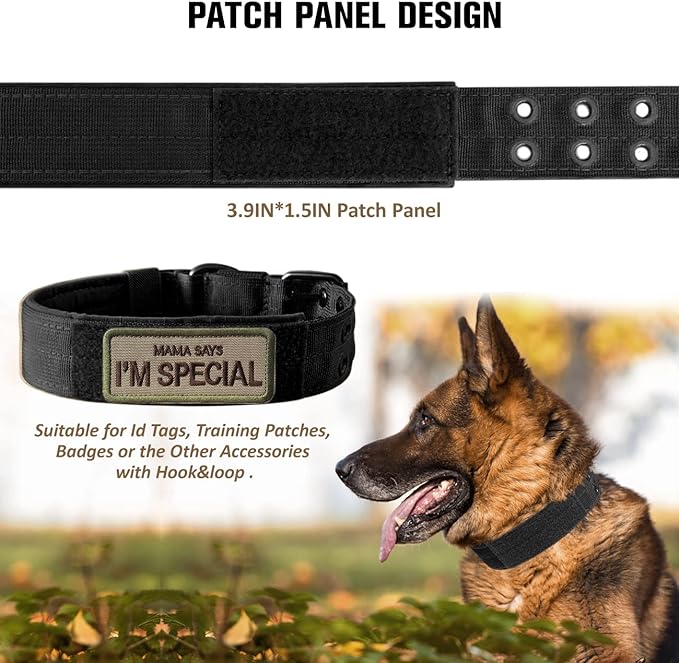 Collar táctico para perro ajustable Periflowin talla L negro miniatura 3