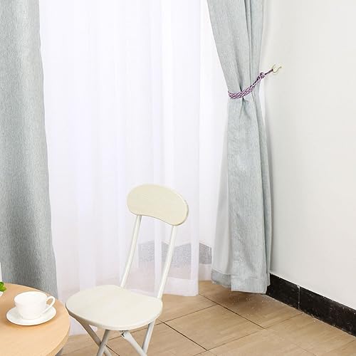 Miniatura 6 de uxcell 2 alzapaños de cortina trenzados de 23 pulgadas, con 2 ganchos de metal, color azul marino