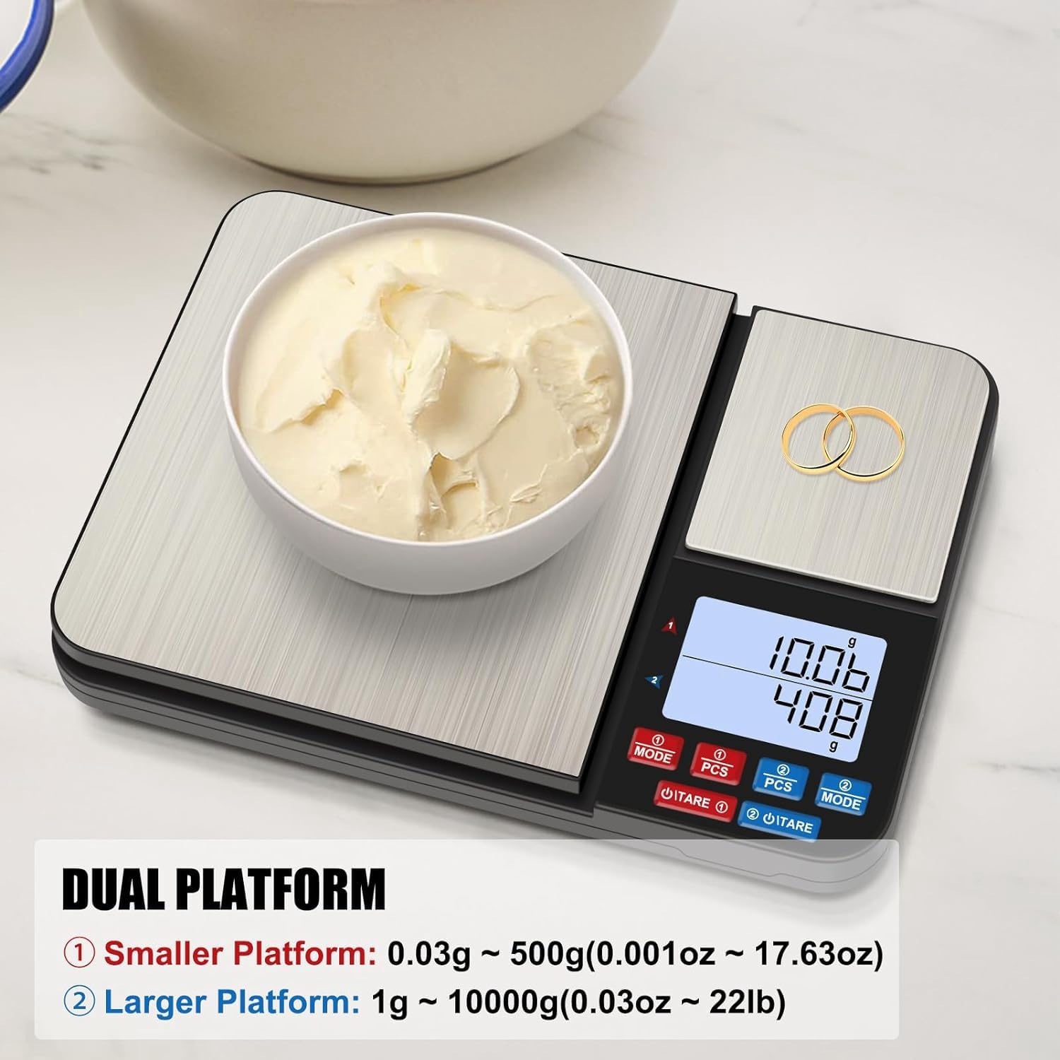 Bilancia da Cucina A Doppia Piattaforma Bilancia per Alimenti Ad Alta Precisione con Display LCD 1 PC