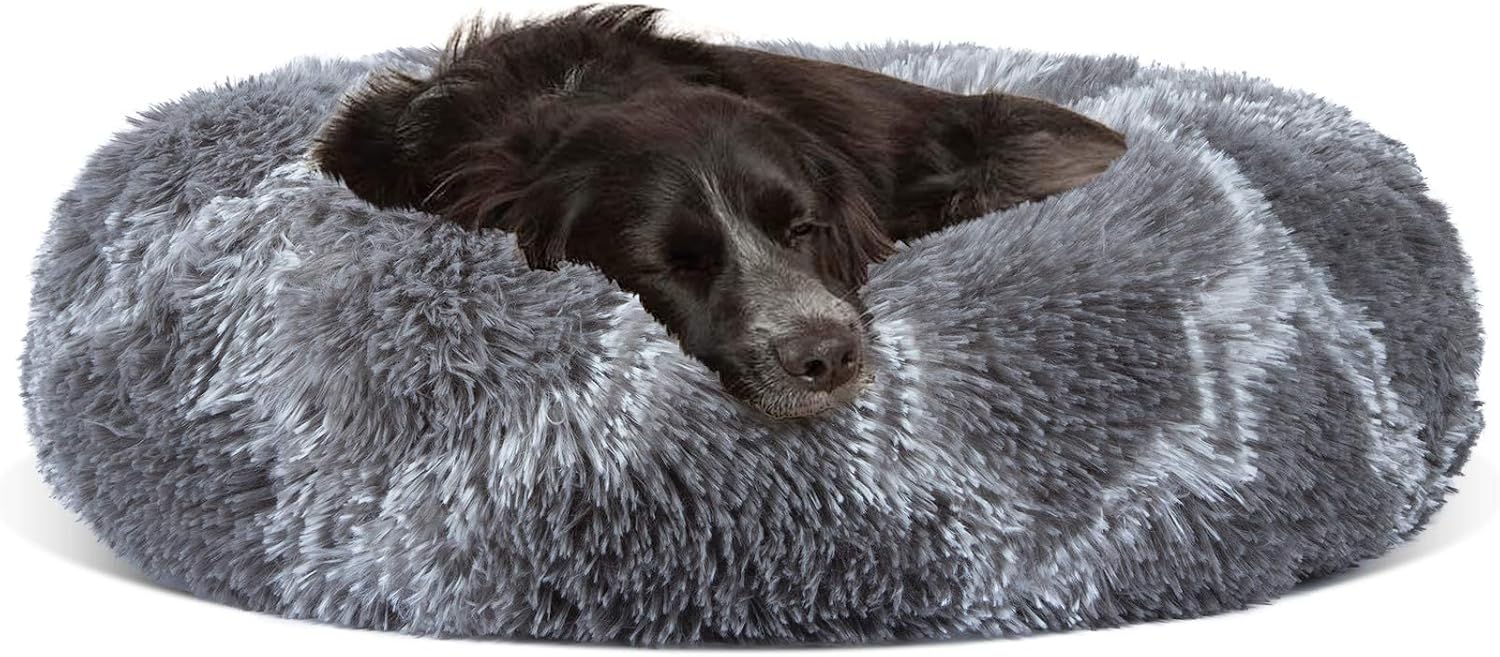INVENHO Orthopedic Dog Bed Cat Bed for Small Medium Dogs Pet Bed Donut Cuddler Round Soft Calming Bed, Self Warming and Washable…