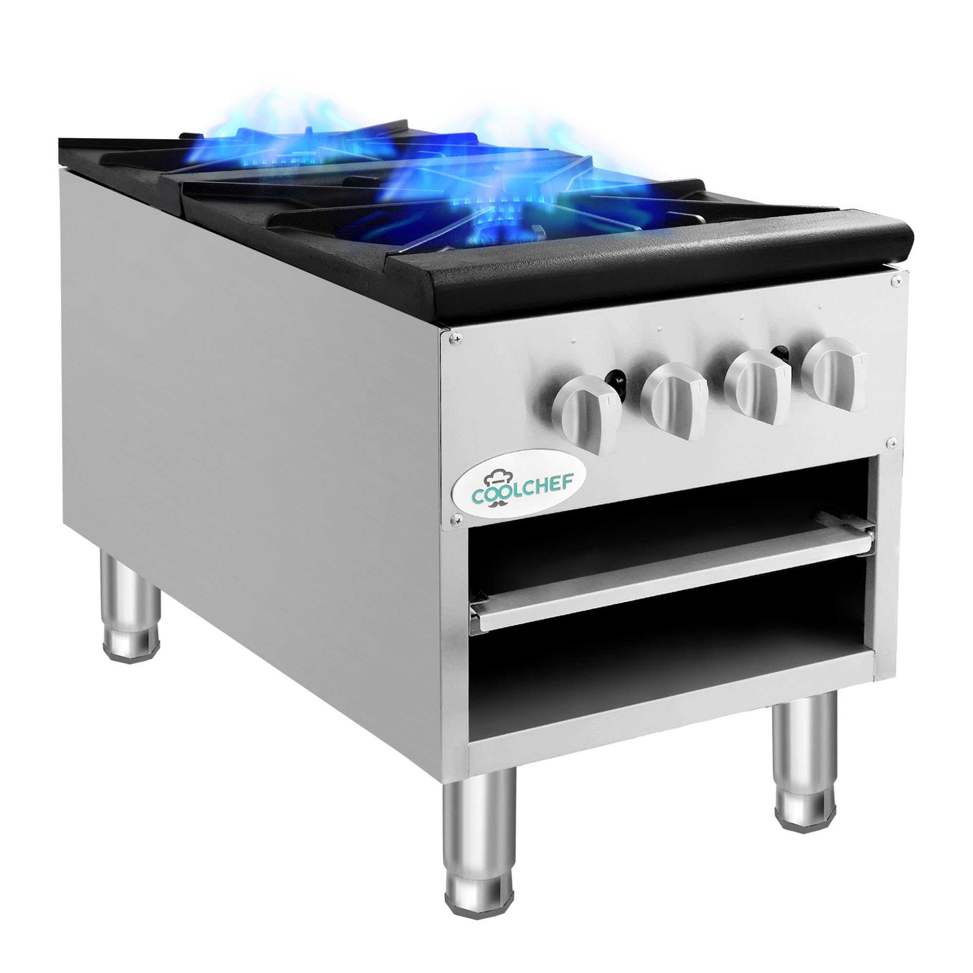 18-Inch 2-Burner Commercial Gas Hot Plate, 160,000 BTU
