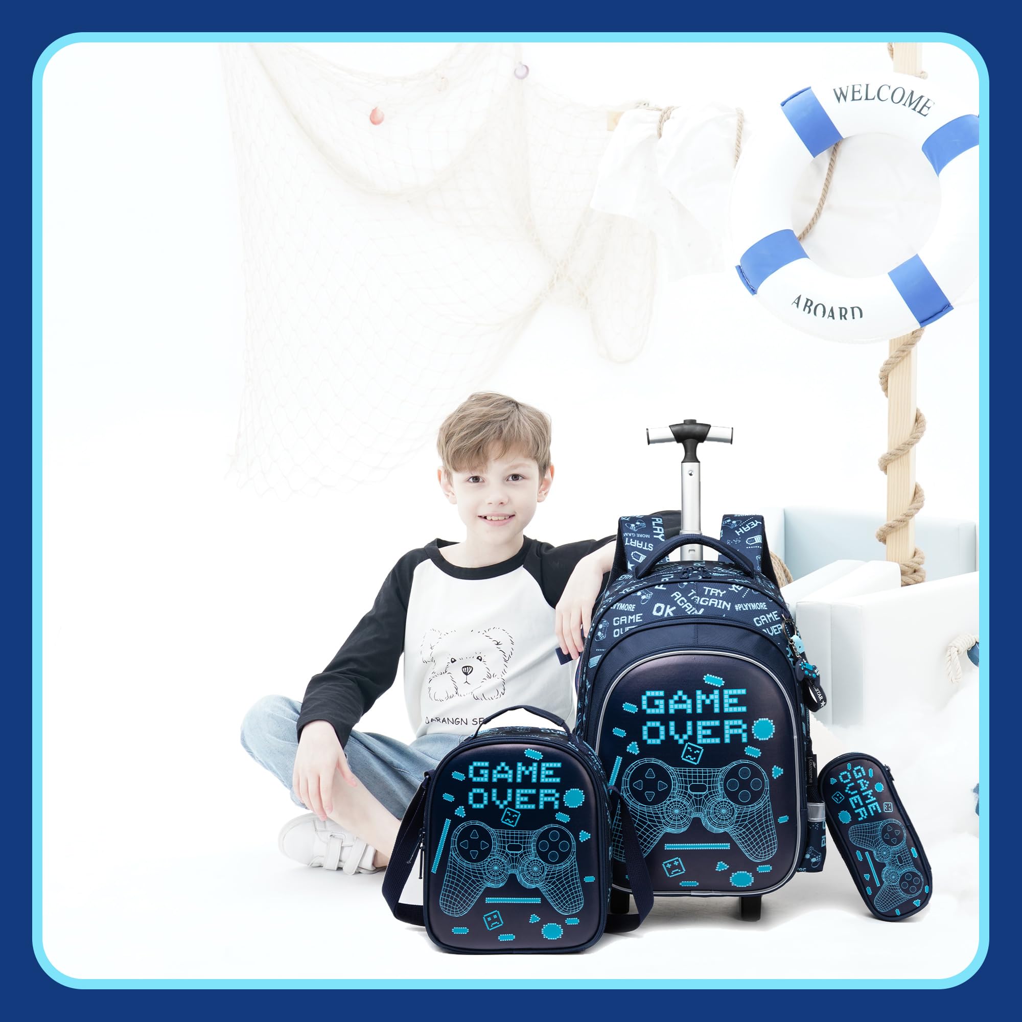 HTgroce Mochila Escolar con Ruedas Niños Trolley 8 años.