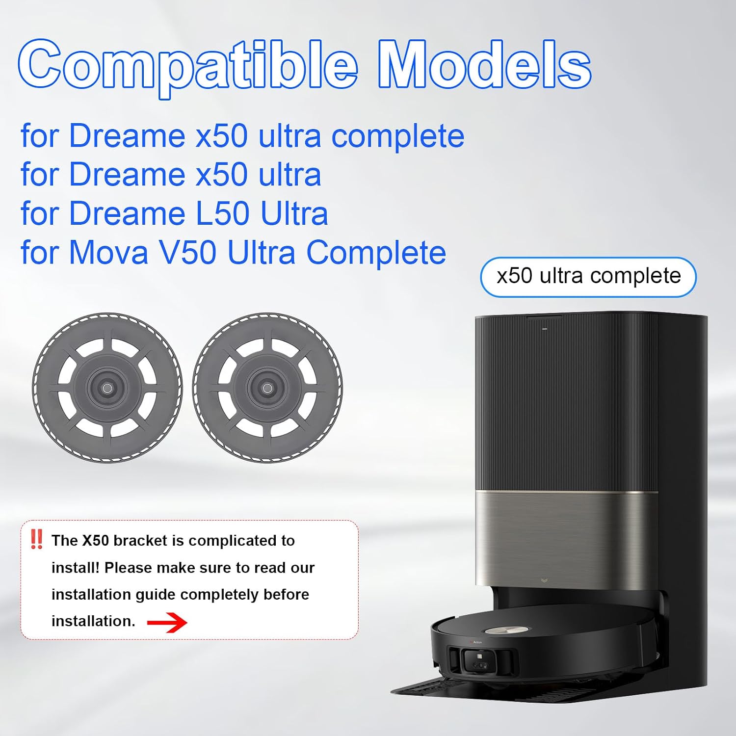 Mop Pad Holder for Dreame X50 Ultra Complete/ X50 Ultra/ L50 Ultra, for Mova V50 Ultra Complete Accessories, 2 Cleaning Cloth Holders, X50 Ultra Mop Pad Plate