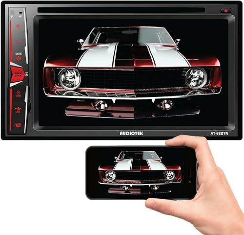 Miniatura 4 de Audiotek 68BTN - Coche doble DIN de 6.2 pulgadas, salida de 200 vatios, DVD, CD, pantalla táctil, enlace de espejo para Android y iPhone con cámara