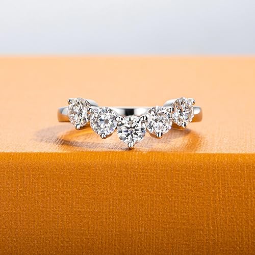 Miniatura 2 de Anillos de eternidad de moissanita, anillos de boda, color D, claridad VVS1, redondo, corte brillante, plata de ley 925, 56 piedras, anillos de