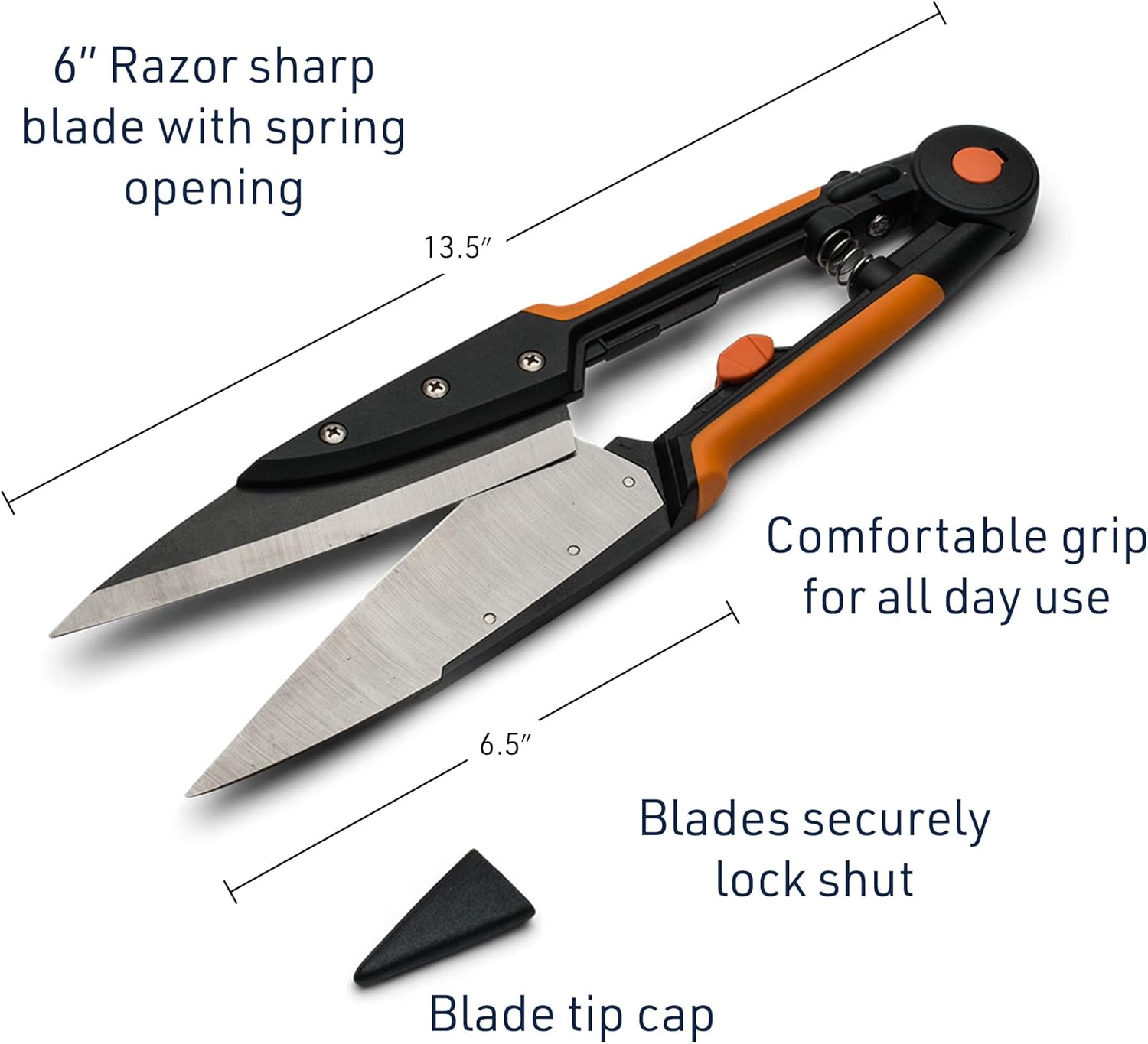 Garden Clippers - Grass Cutter Hand Edging Shears - Straight Yard Scissors for Outdoor Edges, Weeding, or Hedge Shears by Kings County Tools